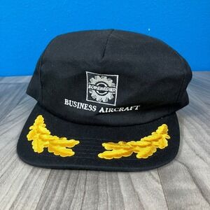 Bombardier Business Aircraft Hat Baseball Cap Adjustable Black Gold Men
